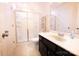 Clean bathroom with single vanity and large walk-in shower at 2524 Wellshire Ct, Gastonia, NC 28056