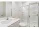 Clean bathroom with shower and modern vanity at 5112 Heathland Dr # 75, Charlotte, NC 28215