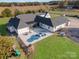 Aerial view of home with pool and large backyard at 2369 Holly Rd, Clover, SC 29710