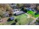 Aerial view of a Ranch home with a large yard and detached garage at 1246 Hillsboro Ave, Hickory, NC 28602