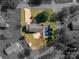 Bird's eye view of house, pool, and surrounding area at 3026 Hazel Dr, Shelby, NC 28152
