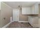 Simple kitchen featuring white cabinets and vinyl flooring at 130 E Branch Ave, Shelby, NC 28152