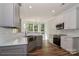 Modern kitchen with gray cabinets, white countertops, and a farmhouse sink at 4271 Candlewood Dr, Sherrills Ford, NC 28673