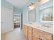 Elegant bathroom with double vanity and view of bedroom at 2618 Forest Lawn Dr, Matthews, NC 28104