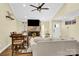 Spacious living area featuring a stone fireplace and hardwood floors at 11116 Vista Canyon Dr, Charlotte, NC 28226