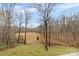 Open grassy area and mature trees in the backyard at 143 Ponokah Ln, Statesville, NC 28677