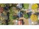 Aerial view showcasing the home's setting on a tree-lined street at 1532 Starbrook Dr, Charlotte, NC 28210