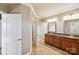 Double vanity bathroom with granite countertop and tiled floor at 4027 Wiltshire Ln, Indian Land, SC 29707