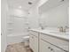Clean bathroom with double vanity, tub and shower at 1050 Bull Dog Ln, Wingate, NC 28174