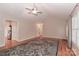 Spacious living room with hardwood floors, vaulted ceiling, and a fireplace at 125 Foy Ln, Statesville, NC 28625