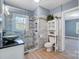 Modern bathroom with walk-in shower and stylish vanity at 3703 Margaret Wallace Rd, Matthews, NC 28105