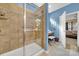 Main bathroom with a large shower, tile flooring, and a vanity at 4022 Blackburn Ct, Fort Mill, SC 29707