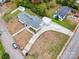 Aerial view showing house, yard, detached garage, and street at 504 N Pine Ln, Wadesboro, NC 28170