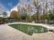 In-ground pool with concrete surround, wooden fence, and trees at 1801 Brandywine Dr, Matthews, NC 28105