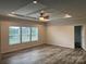 Living room with high ceilings,recessed lighting and ceiling fan at 568 Drumstand Rd, Stony Point, NC 28678