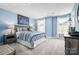 Charming bedroom with blue walls, nautical-themed decor, and ample natural light at 7315 Childress Sw Dr, Concord, NC 28025