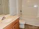 Bathroom with tub, single sink vanity and tile floor at 7374 Sun Dance Dr, Fort Mill, SC 29707