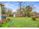 Spacious backyard with a brick shed and lush green grass at 421 Wiley Ave, Salisbury, NC 28144