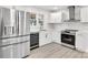 Modern kitchen with stainless steel appliances and marble backsplash at 6309 Spring Garden Ln, Charlotte, NC 28213