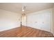 Bright bedroom with hardwood floors and ceiling fan at 123 23Rd Nw St # E, Hickory, NC 28601