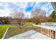 Deck overlooking grassy yard and surrounding trees at 123 23Rd Nw St # E, Hickory, NC 28601