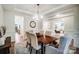 Spacious dining room with hardwood floors, chandelier, and view to kitchen at 2015 Cedar Falls Dr # 72, Waxhaw, NC 28173