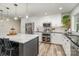 Modern kitchen with white cabinets, marble island, and stainless steel appliances at 6980 Mooresville Rd, Kannapolis, NC 28081