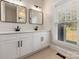 Bathroom with double vanity, modern mirrors and natural light at 1721 Pegram St, Charlotte, NC 28205