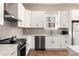 White kitchen with stainless steel appliances and grey backsplash at 1721 Pegram St, Charlotte, NC 28205