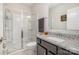 Bathroom with shower, toilet, and granite vanity at 6721 Lennox St, Indian Land, SC 29707