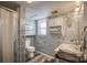 Clean bathroom with a shower, toilet and updated vanity at 3842 22Nd Street Ne Ct, Hickory, NC 28601