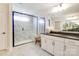 Elegant bathroom with marble shower and modern vanity at 2109 Bayou Trace Dr, Charlotte, NC 28262