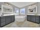 Elegant bathroom with double vanity, soaking tub, and separate shower at 1531 Kilburn Ln, Fort Mill, SC 29715