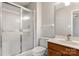 Bathroom with shower/tub combo and wood vanity at 924 Cranberry Cir # 50-C, Fort Mill, SC 29715