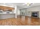 Open living space with kitchen, fireplace and hardwood floors at 924 Cranberry Cir # 50-C, Fort Mill, SC 29715
