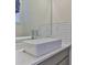 Modern bathroom featuring a rectangular vessel sink and white subway tile at 2632 Weddington Ave, Charlotte, NC 28204