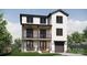 Two-story home with white siding, dark gray window frames, and a balcony at 155A Lookout Dam Rd, Statesville, NC 28625