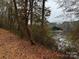 Wooded waterfront lot with a view of the river and distant house at 155A Lookout Dam Rd, Statesville, NC 28625