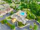 Aerial view of community clubhouse, pool, and tennis courts at 312 Garnet Ct, Fort Mill, SC 29708