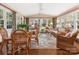 Bright sunroom featuring wicker furniture and ample natural light at 5129 Little Brook Ln, Charlotte, NC 28226