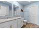 Bathroom with double vanity, granite countertop, and shower at 109 Vintage Woods Ln, Shelby, NC 28150