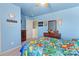 Blue-themed bedroom with Pokemon bedding and plenty of storage at 109 Vintage Woods Ln, Shelby, NC 28150
