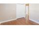 Bedroom with hardwood floors and double door closet at 1315 Shady Bluff Dr, Charlotte, NC 28211