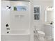 Bathroom with shower/tub combo and white tile at 3837 Bon Rea Dr, Charlotte, NC 28226