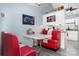 Retro-style kitchen with red vinyl seating and white cabinetry at 204 W 18Th St, Newton, NC 28658
