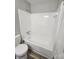 Clean bathroom with a shower/tub and wood-look floors at 3935 Amerigo St, Charlotte, NC 28208