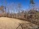 Large backyard with grass, trees, and a black fence at 15533 Capps Rd, Charlotte, NC 28278