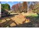 Spacious backyard with trees and a partially fenced area at 16039 Lavenham Rd, Huntersville, NC 28078