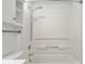 Bathroom featuring a shower/tub combo and white cabinetry at 5212 Fair Wind Ln, Charlotte, NC 28212