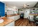 Kitchen with light cabinets, wood countertops, and a dining area at 241 4Th N Ave, Taylorsville, NC 28681